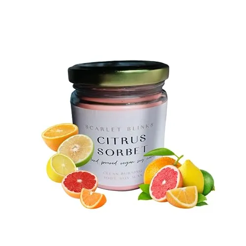 Scarlet Blinks Citrus Sorbet Candles | Jasmine Elixir Candles | Blue Mint Candles | Soy Wax Candles | Aroma Therapy Candles | Burning Time:- 45 HRS Pack of 3